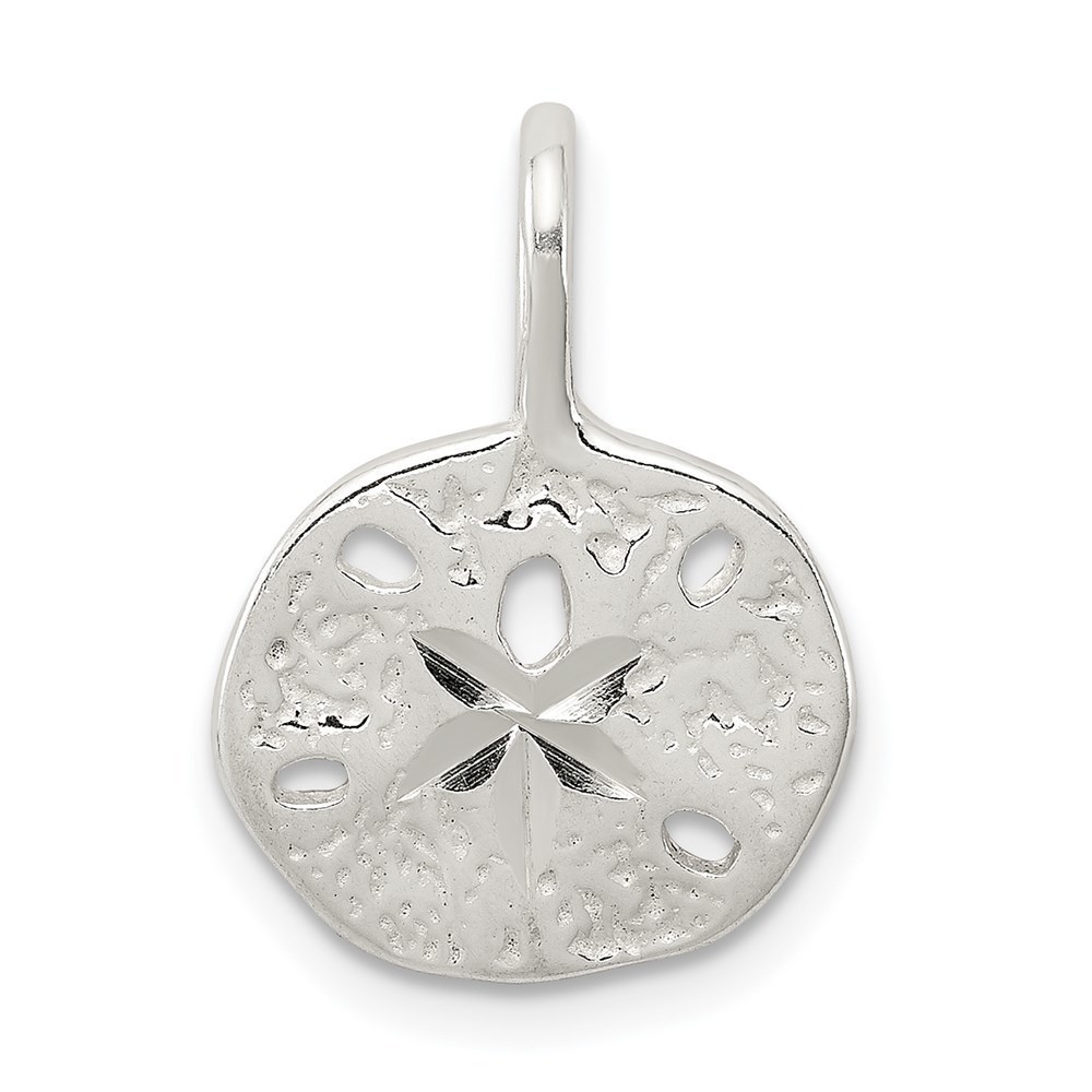 925 Sterling Silver Sand Dollar Necklace Charm Pendant  19mm high  X 13mm wide